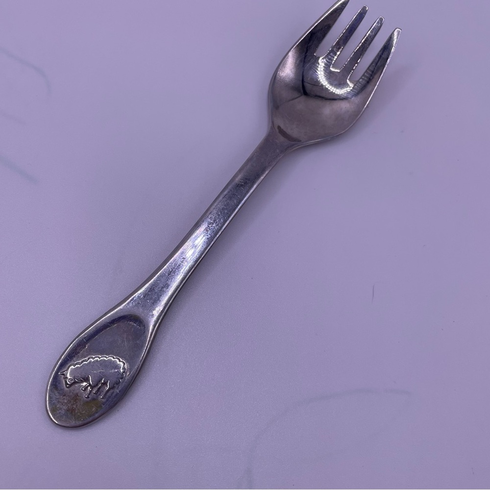 WMF Cromargan Germany Sheep Lamb Handle Vintage Baby Fork Flatware Silverware